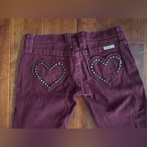 Frankie B. Maroon Heart of Steel Jeans